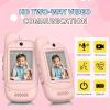 Video Walkie Talkies for Kids, Handheld 2 Pack Rechargeable Kids Video walkie talkies,Long Range Ideal for Family Games, Outside, Camping, Hiking (Pink - A) view 2