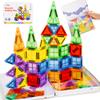 cossy Mini Magnetic Tiles, 46 PCS Magnet Tiles Travel Toys with Iron Box, Travel Magnetic Tiles for Restaurant, Car & Plane Play, Toys for 3 4 5 6 7 8 Year Old Boy and Girl view 1