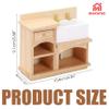 1/12 Scale Dollhouse Kitchen Sink, Miniature Bathroom Wash Basin Cabinet Set, Wooden Furniture Accessories, Mini Ceramic Hand Wash Sink Decoration for Toilet, Stove, Kitchen, Farmhouse view 2