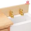 1/12 Scale Dollhouse Kitchen Sink, Miniature Bathroom Wash Basin Cabinet Set, Wooden Furniture Accessories, Mini Ceramic Hand Wash Sink Decoration for Toilet, Stove, Kitchen, Farmhouse view 3
