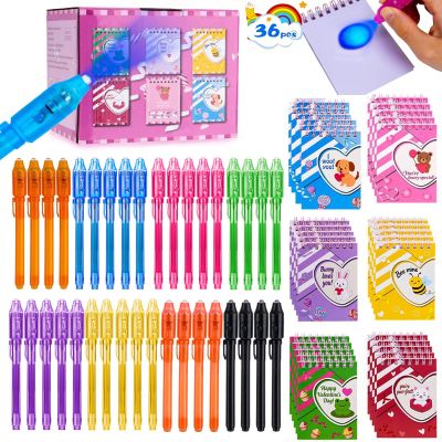QANIY 36 Pcs Invisible Ink Pens with UV Light & 36 Pcs Notebooks, Spy Kit Secret Message Markers for Kids, Classroom Prizes & Party Favors, Magic Writing Set for Summer Camp Activities