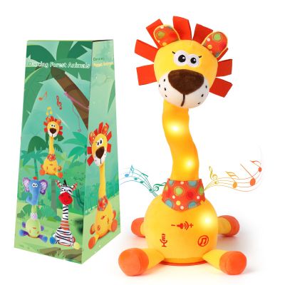 JISON21 Dancing Talking Lion Baby Toy, Adjustable Volume Interactive Mimicking Toy Singing Recording Repeating What You Say Lion Toy, Musical Birthday Gift for Grandkids Infants Toddlers(Orange)