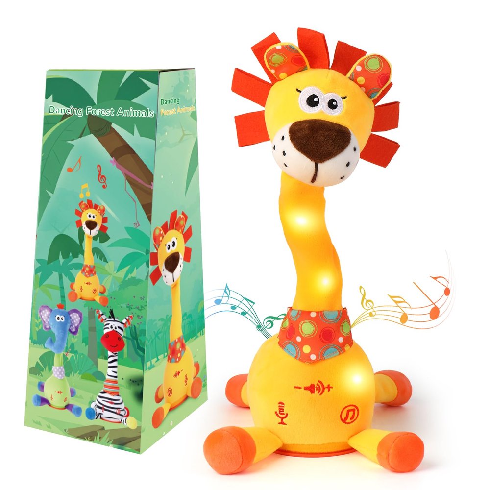 JISON21 Dancing Talking Lion Baby Toy, Adjustable Volume Interactive Mimicking Toy Singing Recording Repeating What You Say Lion Toy, Musical Birthday Gift for Grandkids Infants Toddlers(Orange)