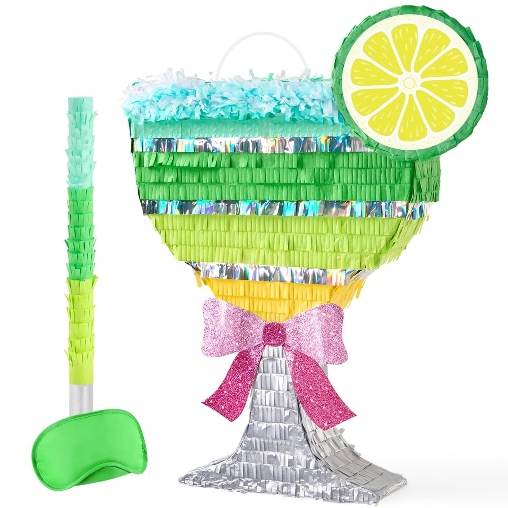 WERNNSAI Cocktail Pinata - Martini Party Decorations Bow Tini Margarita Pinata with Blindfold and Stick for Women A Tiny Bit Older Birthday Decorations Bridal Shower Bachelorette Wedding Supplies