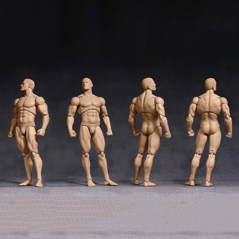 1/12 Scale Strong Muscle Male Action Figure, Bodybuilding Man Figure Body 6 inches Flexible Fitness Male Aciton Figure Model with Detachable Various Hands Shapes & Body Accessories (Normal skin)