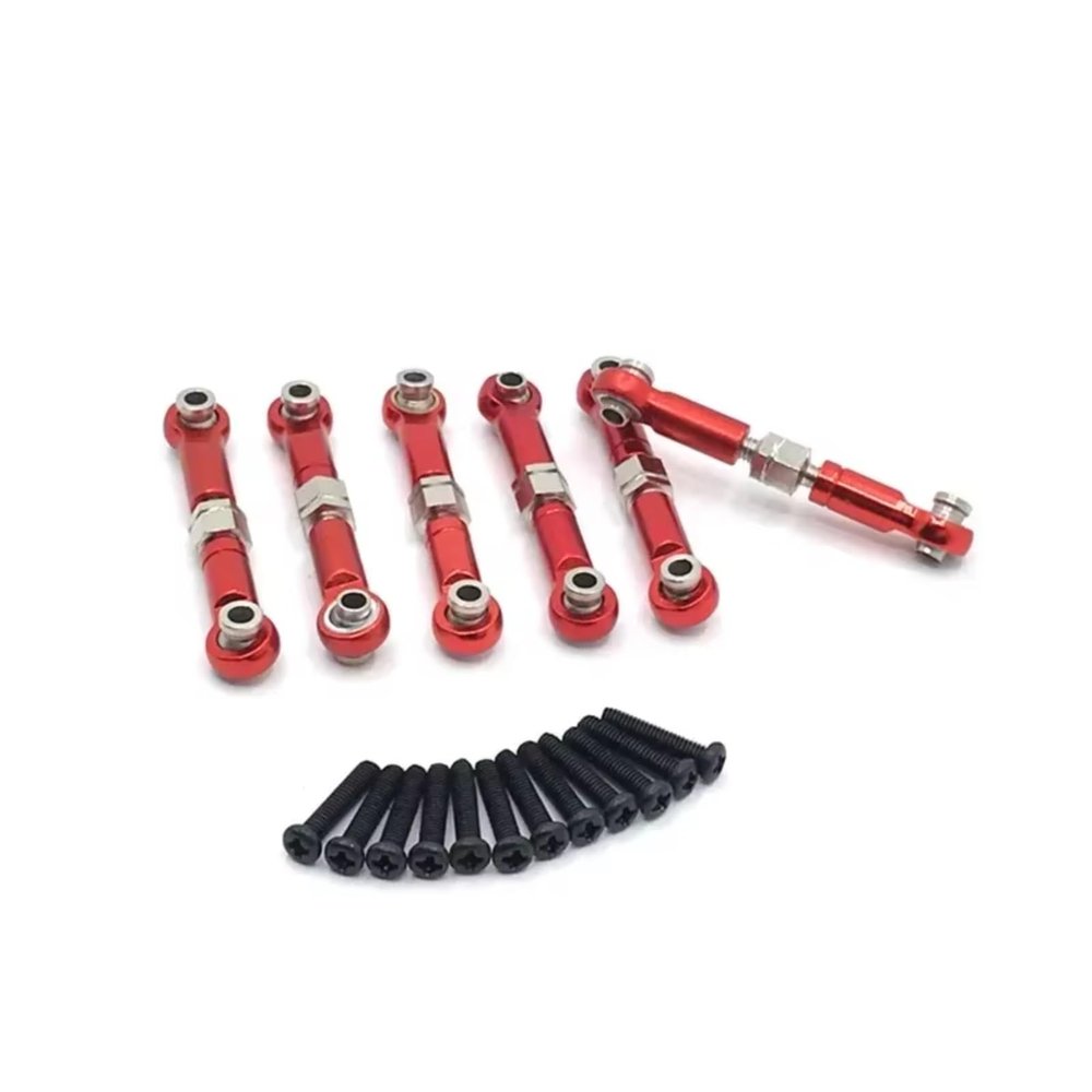 for HuanSu HS18301 18302 18311 18312 18321 18322 Metal 6PCS Connecting Rod RC Car Tracked Vehicles Parts Upgrade Replacement and Repair RC Car DIY Parts(Red)
