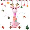 LUKETURE Dancing Talking Singing Pink Giraffe Stuffed Plush with Golden Antlers,Interactive Stuffed Animal Toy, Musical Plush with Record & Repeat, Sings 10 Songs, LED Lights view 1