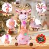 LUKETURE Dancing Talking Singing Pink Giraffe Stuffed Plush with Golden Antlers,Interactive Stuffed Animal Toy, Musical Plush with Record & Repeat, Sings 10 Songs, LED Lights view 4
