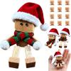 Christmas Shaking Wooden Man,Shaking Wooden Man Figurine with 12PCS Magnetic Expressions,Charming Little Wood Figure with Santa Hat and Scarf,Handmade Shak Feet Wood Decors,Funny Car Dashboard Decor view 1