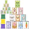 ShinyRelief 13 Pcs Easter Carnival Knockdown Can Game Set Bean Bag Toss Game for Kids Adults Throwing Knockdown 10 Cans with Bunny Egg Carrot 3 Sandbags for Easter Day Party Family Activities Supplies view 1