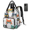 Shoblo Sunglasses Cats Diaper Bag Backpack for Travel, Waterproof Diaper Bag with Insulated Bottle Pockets & USB Port, Large Capacity Baby Bag for Moms & Dads view 1