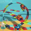 Kids Race Track Set, Changeable Track with LED Light-Up Race Car, Anti Gravity Car Track Set Ultra-Flexible Machine Track (92 PCS) view 3