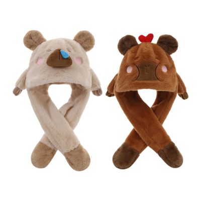 Capybara Hat, Moving Ear Headpiece, Cute Animated Design with Warm Fleece Material and Comfortable Fit Great for Fun Events and Dress Up, Ideal School Plays