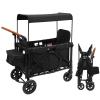 Wagon Stroller for 2 Kids, Foldable 2 Seats Outdoor Wagon Cart with Canopy, Adjustable Handlebars, 5-Point Safety Harness & Storage Pockets, Load Capacity of Each Seat: 66Lbs view 1