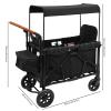 Wagon Stroller for 2 Kids, Foldable 2 Seats Outdoor Wagon Cart with Canopy, Adjustable Handlebars, 5-Point Safety Harness & Storage Pockets, Load Capacity of Each Seat: 66Lbs view 4