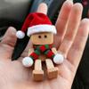 Christmas Shaking Wooden Man,Shaking Wooden Man Figurine with 12PCS Magnetic Expressions,Charming Little Wood Figure with Santa Hat and Scarf,Handmade Shak Feet Wood Decors,Funny Car Dashboard Decor view 3