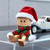 Christmas Shaking Wooden Man,Shaking Wooden Man Figurine with 12PCS Magnetic Expressions,Charming Little Wood Figure with Santa Hat and Scarf,Handmade Shak Feet Wood Decors,Funny Car Dashboard Decor view 4