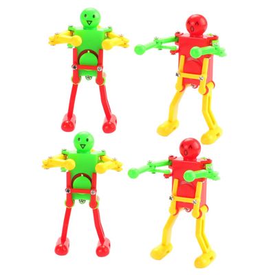 HOODANCOS 4pcs Wind-up Dancing Robot for Clockwork Design Bright Colors Educational Creative Play and Home Decoration Random Color
