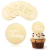 20PCS Gold happy Birthday Cupcake Toppers, Circle Mirror Birthday Cupcake topper, Gold Acrylic Birthdays Cup Cake Toppers Decoration for Party view 1