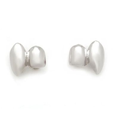 Gold Tooth Cap 10 PCS Double Glossy Hip-Hop Tooth Grills Halloween Gift Punk Jewelry Mouth Teeth For Teeth Mouth(Silver)