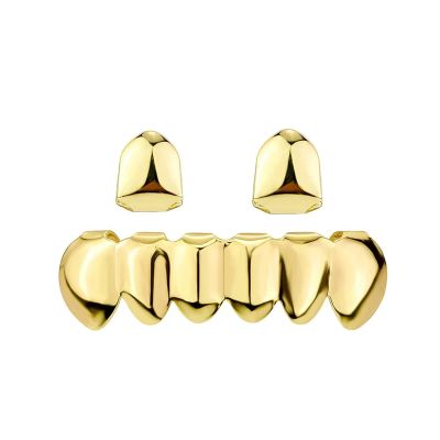 Gold Tooth Cap 5 SET Gold Silver Color DIY Top Bottom Glossy Teeth Hip Tooth Caps For Teeth Mouth(Gold Color)