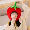 Adult Kids Lovely Tomato Shape Plush Hat Funny Fruit Stuffed Toys Headgear Warm Earflap Cap Performance view 4