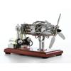 16-Cylinder Swash Plate Hot-Air Stirling Engine Model  Silver Stainless Steel Thermal Power Engine with Wooden Base, Butane-Powered Physics Educational STEM Collectible view 1