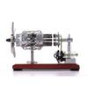 16-Cylinder Swash Plate Hot-Air Stirling Engine Model  Silver Stainless Steel Thermal Power Engine with Wooden Base, Butane-Powered Physics Educational STEM Collectible view 2