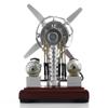 16-Cylinder Swash Plate Hot-Air Stirling Engine Model  Silver Stainless Steel Thermal Power Engine with Wooden Base, Butane-Powered Physics Educational STEM Collectible view 4