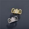 Gold Tooth Cap 4 PCS Hip Hop CZ Teeth Men Women Gold Silver Color Single Tooth Cap Dental Grill Punk Rapper Halloween Cosplay For Teeth Mouth(Silver Plated) view 2