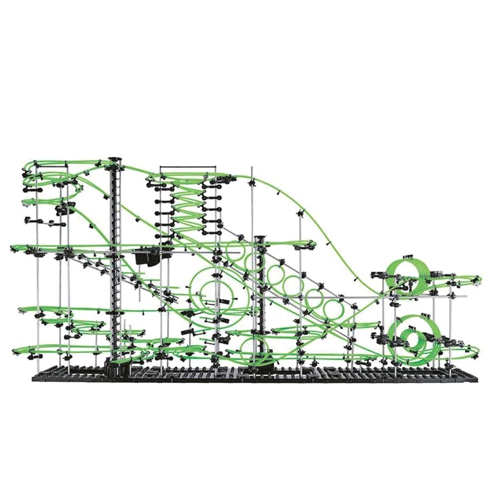 682 PCS Space Roller Coaster Marble Run 3rd Generation, STEM Building Coaster with Glow in The Dark Tracks for Adults, Model 233-3G
