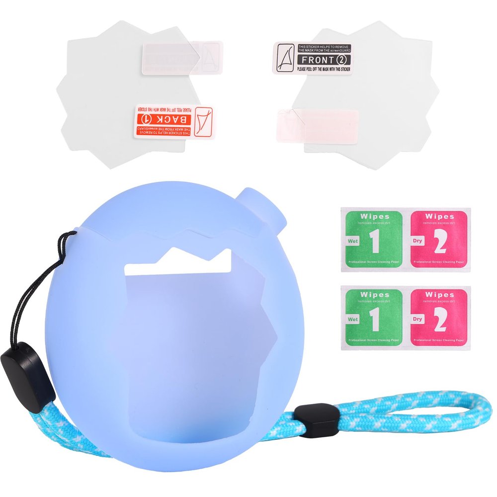 Fukaisu Protective Case Set, Silicone Cover & Screen Protector with Lanyard for Game Lovers (Blue)