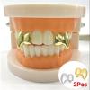 Gold Tooth Cap 10 PCS Double Glossy Hip-Hop Tooth Grills Halloween Gift Punk Jewelry Mouth Teeth For Teeth Mouth(Gold) view 2