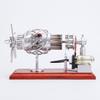 16-Cylinder Swash Plate Stirling Engine Model  Glass Hot Cylinder Thermal Power Engine Kit with Stainless Steel Propeller and Wooden Base, Physics Educational STEM Collectible for Science Enthusiasts view 4