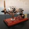 16-Cylinder Swash Plate Butane-Powered Stirling Engine Model  Quartz Glass Hot Cylinder Thermal Power Engine with Wooden Base and Metal Propeller, STEM Educational Collectible for Science Enthusiasts view 2