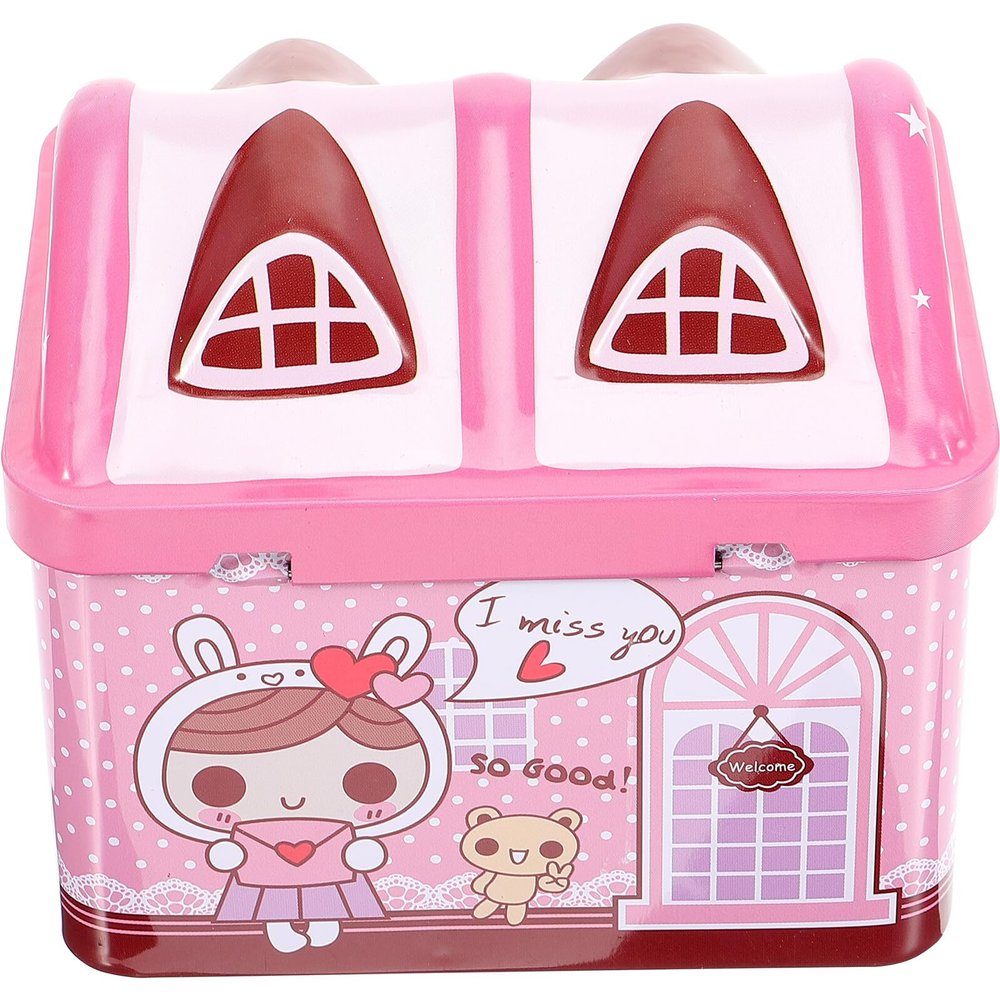GALPADA Cartoon House Money Pot with Lock Adorable Unicorn Coin Bank Lightweight Saving Jar for Decor Pink Blue Random