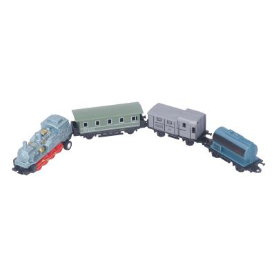 Aqur2020 Alloy Steam Train Model Toy, Vintage Design, Educational Tool, Pull-Back, Blue, 4 Pieces