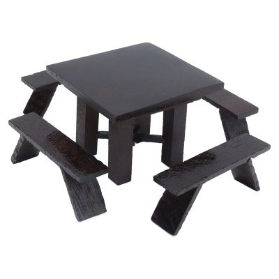 1:12 Table Wooden Pew Set, a Dining Table Furni, Blackwood Doll House with 4 Pewes, for Doll Li Room and ls