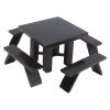 1:12 Table Wooden Pew Set, a Dining Table Furni, Blackwood Doll House with 4 Pewes, for Doll Li Room and ls view 1