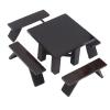 1:12 Table Wooden Pew Set, a Dining Table Furni, Blackwood Doll House with 4 Pewes, for Doll Li Room and ls view 2