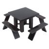 1:12 Table Wooden Pew Set, a Dining Table Furni, Blackwood Doll House with 4 Pewes, for Doll Li Room and ls view 3