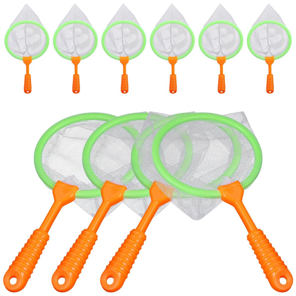 GLSTOY 10 Pcs Portable Fishing Nets Lightweight Catcher Nets for Outdoor Play Catching Fish Butterflies and Educational Random Color