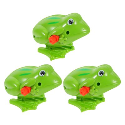 Gogogmee 3pcs Plastic Clockwork Spring Frog for Wind-up Jumping Frogs in Bright Green Tactile Skill Development Fun