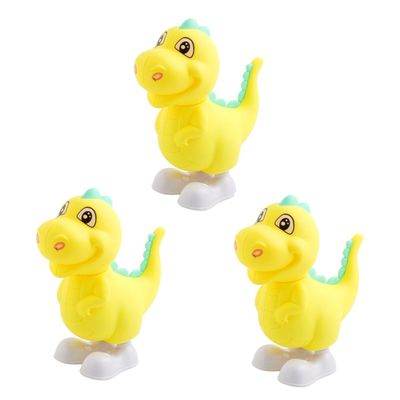 Holibanna 3Pcs Wind-up Dinosaur Interactive Clockwork Jumping Animals Educational Playthings Portable Lightweight Cartoon Design for Indoor Outdoor Use Random Color