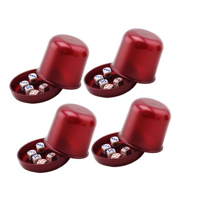 Abaodam 4 Sets Thicken Anti-Cheating Dice Box with Broken-Resistant Dice Cups and Pearl Color Dices for Ktv Bar Game Entertainment