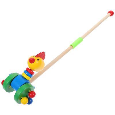 BESPORTBLE Wooden Cartoon Animal Push Walker for Learning to Walk with Swinging Hands Educational Walker for Boys and Gift for Shower and Birthday