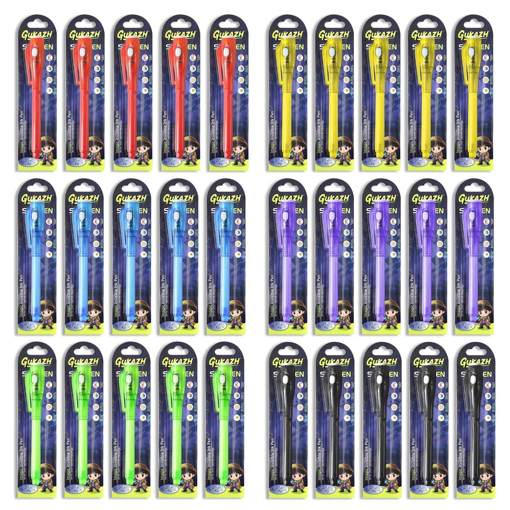 GUKAZH 30 PACk Invisible Ink Spy Pens with UV Light, Party Favors for Kids, Magic Marker for Secret Messages, Classroom Prizes Birthday Easter Halloween Christmas Goodie Bag Stuffers Age 3+