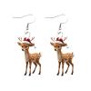 Christmas Earrings Cute Red Hat Deer Drop Dangle Earrings for Women Exquisite Acrylic Animal Earrings Xmas Holiday Costume Jewelry Fashion Accessories (Cute Deer) view 1