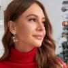 Christmas Earrings Cute Red Hat Deer Drop Dangle Earrings for Women Exquisite Acrylic Animal Earrings Xmas Holiday Costume Jewelry Fashion Accessories (Cute Deer) view 2