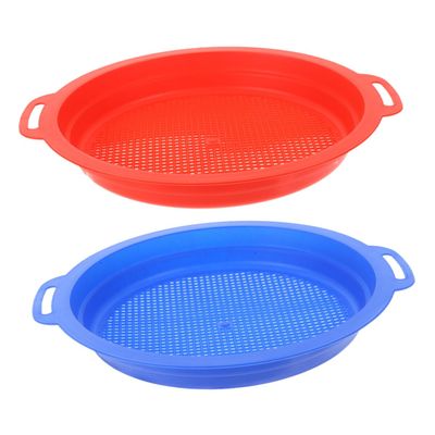 Abaodam 2pcs Portable Sand Sifters Lightweight Plastic Mesh Sand Strainers for Beach Play Outdoor Enjoyment Blue and Red